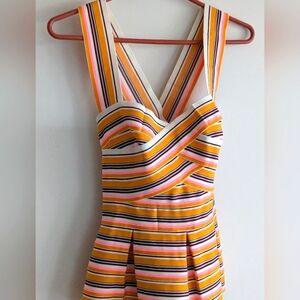 Anthropologie H&D in Paris pink Orange Bustier Peplum Top SMALL